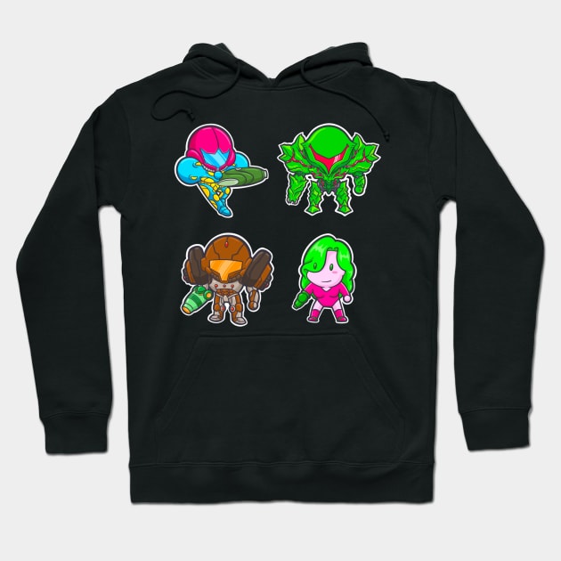 Chibi Metroid (Pack 5) Hoodie by DrawingsFromHell